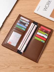 Retro Pattern Bifold Men's Wallet With Multiple Card Slots, Thin Long Clutch Purse Suitable For Men & Women, PU Leather