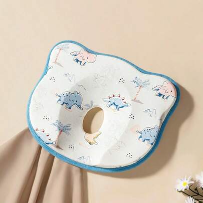 1 pieza Adorable almohada de conformación de silicona con estampado, diseño de patrones lindos, contornea científicamente la cabeza y el cuello, ayuda al bebé a dormir con una forma de cabeza hermosa, esencial para el cuidado diario de la cabeza