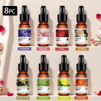 Set de 2 a 5 piezas Difusor de aceite esencial con aroma floral, velas aromáticas, calentador de cera, piedra de fragancia, humidificador, difusor para coche, difusor para el hogar + Recambio de aceite