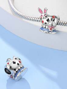 STYFNE 1 件美式闪光串珠太阳、童话时钟、仙境兔子、老虎机串珠吊坠，适合 DIY 手链、珠宝制作、女士礼物 - 彩色 - 查看 17