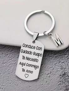 1 pieza Llavero de acero inoxidable con tallado estilo español, regalo romántico del Día de San Valentín para esposo o novio, accesorios de coche, accesorios góticos lindos de Y2K, accesorios del Día del Maestro - Plateado - Ver 13