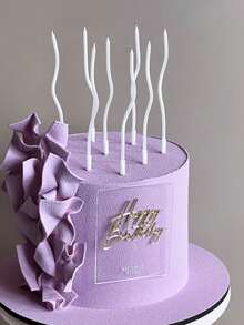 6pcs/12pcs Pearlescent White Curved Candles For Birthday Party Cake Decoration - Pearlescent White - View 9