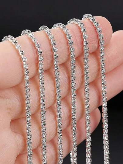 1m/3m/10m Strass Kette mit einer Reihe, vielseitig einsetzbarer DIY Kristall Krallen Kette, geeignet für Kleidung, Schuhe, Taschen, Dekorationen