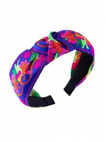 1pc New Wide Knotted Headband, Retro Palace Style Fashion Embroidered Fabric Headband For Women Travel Accessories Hair Band Diadema Hair Hoop - Multicolor - View 16