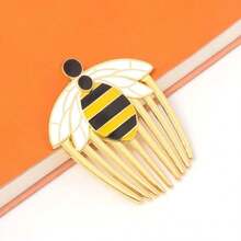 1 Stück universelles Schmuckzubehör, Cartoon, süße Bienen Haarkamm, Haarspange, Metall Emaille Abzeichen, süßer Mädchen zweidimensionaler Haarschmuck Brosche, Schmucknadel, Cosplay Kostüm Dekoration, Valentinstag Paar Geschenk