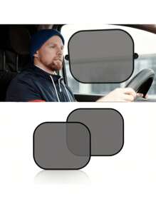 2 piezas Parasol para coche, Cortina para parabrisas delantero del coche, Protector de calor reflectante de aluminio para la ventana trasera, Parasol, Aislamiento de refrigeración, Uso general automotriz, 100cm*50cm