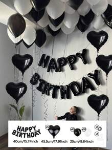 طقم البالونات الشخصية بأرقام سوداء مقاس 32 بوصة، وأرقام عيد الميلاد المخصصة ، بالونات التيل السوداء والبيضاء مع بالون قلب أسود مقاس 18 بوصة، مجموعة بالونات بحرف عيد الميلاد السعيد، مناسبة لحفلات عيد الميلاد والزفاف وحفلة استقبال المولود وعيد الحب وحفلات العروس وحفلة عيد ميلاد بموضوع الفيونكة والخطوبة والزفاف والعيد والعام الجديد وحفلة استقبال المولود والتخرج