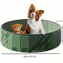 Bañera de enfriamiento plegable para perros - Piscina portátil para mascotas para diversión al aire libre, fácil de montar, duradera para perros, perfecta para el baño de verano - Multicolor - Ver 7