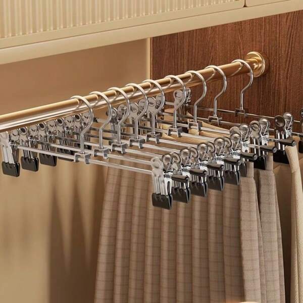 10PCS Multifunctional Metal Adult Pants Rack Drying Rack, Suitable For Bedrooms, Balconies, Bathrooms, Perfect Family Gifts