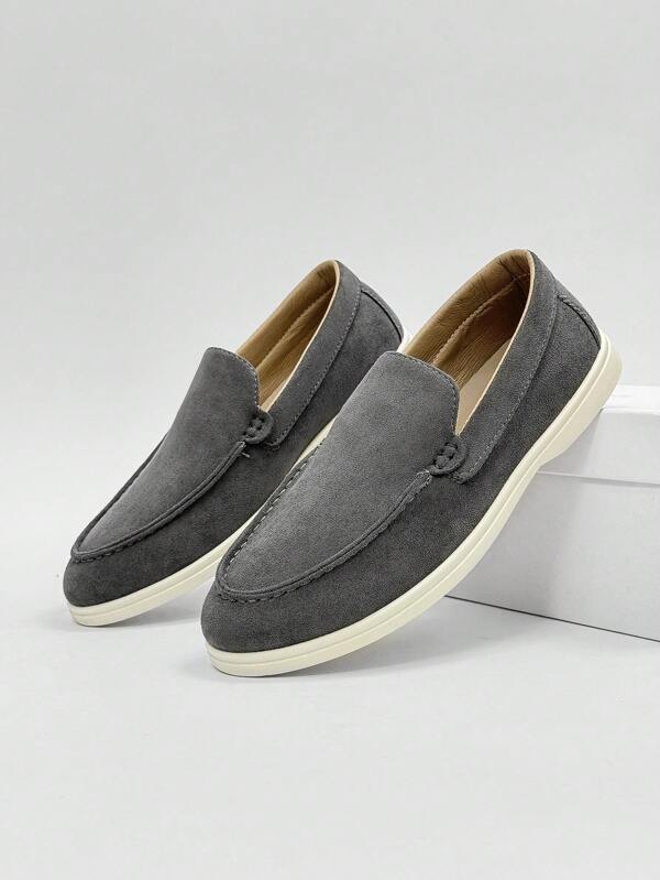 Men's Casual Slip-On Shoes, Lightweight Breathable Flat Bottom Loafers, Solid Colors Driving Moccasins, Indoor Outdoor Boat Shoes, Comfortable Nursing Shoes
