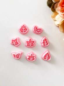 Autumn Mini Leaf Shaped Soft Clay Cutter, Suitable For Thanksgiving, Leaf Pattern Embossing Mold, Soft Clay Earring Cutter, Soft Clay Earring Stamp Making Tool, Soft Clay Jewelry Making Set, Soft Clay Earring Mold - Pink - View 15
