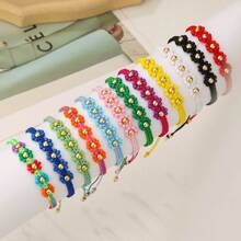 1 Set New Bohemian Mid-Section 5 Beads Floral Beaded Woven Bracelet For Women (Random Color)