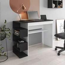 Elite Gaming Computer Table – Compact Desk With Side Niches – Ideal For Study, Work Or Games – Assorted Colors - Blanco y Negro - Ver 1