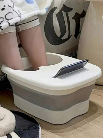 Portable Folding Foot Spa Basin With Massage Function - Thick Plastic Space-Saving Design, Can Be Hung Without Electricity, Suitable For Home And Bedroom - Bathroom Accessory, Fun Shape, Material
