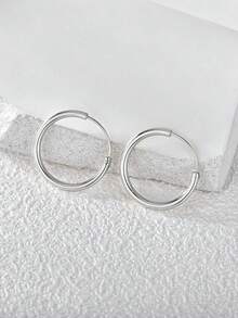 Charm-In 1 对女士镀铂金简约环形耳环，镀层厚度 0.03-0.05μm