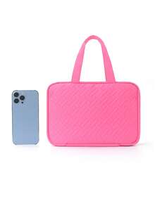 Large Hanging Cosmetic Bag, Women's Travel Toiletry Bag, Handheld Bag For Students Dorm Supplies - Hot Pink - View 3