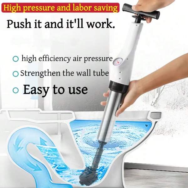 Desentupidor de Ralo, Limpador de Tubulações por Pressão de Ar para Vaso Sanitário, Ralo de Chão, Encanamento de Esgoto