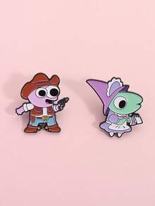 2 件可爱创意人物周边胸针，合金油滴徽章服装配饰包包装饰，趣味别针，别针徽章办公室配饰衬衫夹克珠宝圣诞节万圣节 - SF256 - 查看 5