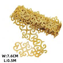 1M/Roll Golden Lace Trim Ribbons Embroidered Polyester , Metallic Lace Ribbons Crafts DIY 35mm Wide Iron On Flower Lace For Costumes Dress Decoration,The Back Contains Hot Melt Adhesive - Multicolor - View 14