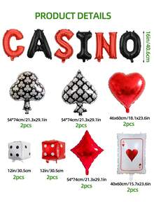 20pcs/117pcs/13pcs Red, Gold, Black Latex Balloons, Red & Black Dice, Gold Crown Balloon Set, Suitable For Party Game Background Decor, Birthday Party Decor, Anniversary, Casino Theme Party Decor - Multicolor - View 8