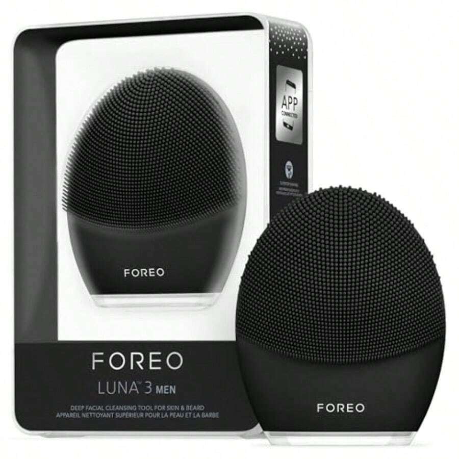 FOREO Luna 3 Men Silicone Facial Cleansing And Firming Massage Brush For Skin And Beard Shave Prep UltraHygienic 16 Intensities 650 Uses USB Charge AppConnected Waterproof 2Year Warranty - Men - View 1