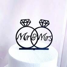 25 Estilos de Decoração de Bolo de Noiva e Noivo Preto, Decoração de Bolo de Chá de Panela, Decoração de Bolo de Despedida de Solteiro, Topo de Bolo de Pedido de Casamento (Preto Clássico Dupla Face)