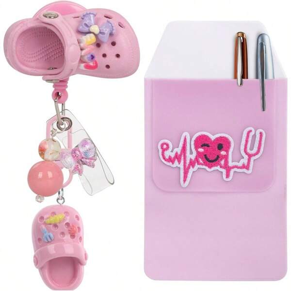 Funny Nurse Retractable Badge Holder Reel Cute, Work Id Card Name Badge Holder Retractable Clip(Purple)
