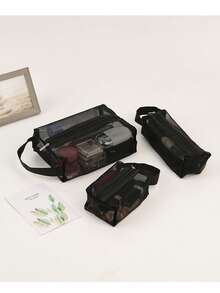 3pcs Portable Cosmetic Bag Set, Travel Storage Organizer, Makeup Pouch, Foldable Coin Purse - Multicolor - View 10