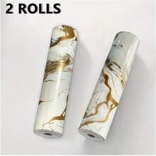 2 Rolls Glossy Marble Effect Self-Adhesive Wallpaper, Full-Coverage Decorative Wall Stickers, Home Renovation Foam Wallpaper, Suitable For Living Rooms, Bathrooms, Kitchens And Dormitories. 40cm*3m / 15.75 Inches*118.11 Inches. - Multicolor - View 12