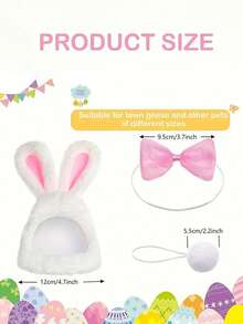 3 件水泥鹅服装草坪鹅雕像衣服兔耳帽和领结尾巴适合派对庭院户外