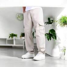 KIT 3/KIT 1 Cuffless Cargo Jogger Pants Men's 6 Pocket Skate Premium Streetwear Cargo Pants - (1 單位)米色 - 查看 1