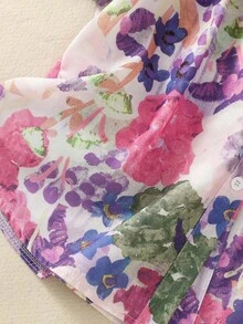 Plus Size Women's Short Sleeve Button-Down Shirt, All-Over Floral Print, Collared - Casual Daily, Festive, Travel Shirt Suitable For Spring, Summer, Autumn Evenings Pink - Pink - View 8