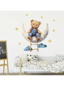 Hình dán tường gấu bông hoạt hình dễ thương | Trang trí tường phòng trẻ em ấm áp | Bộ trang trí phòng chơi trẻ em | Có thể tháo rời, dễ bóc và dán - Nhiều màu - Xem 4