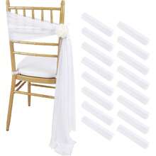 16pcs/Set 20x275cm White Chair Sash, Aisle Wedding Ceremony Decorative Sheer Organza Chair Cover Fabric