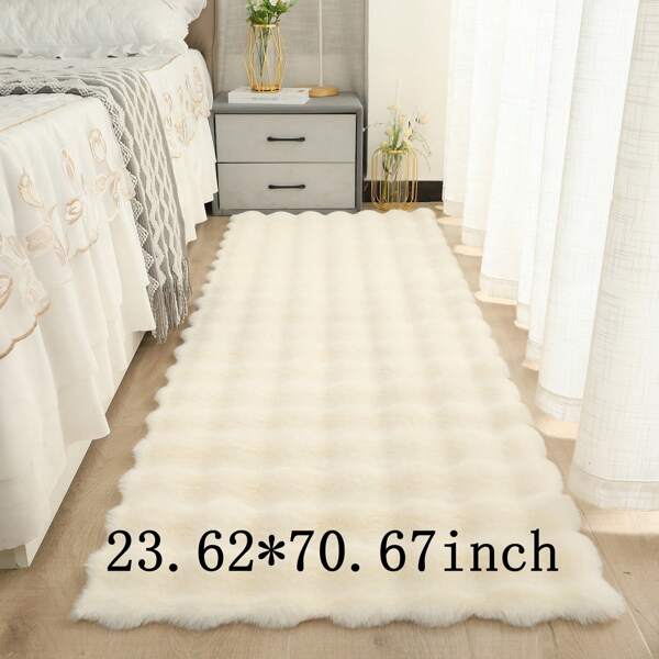 1 stuk ultrazacht, antislip pluchen vloerkleed, wasbaar, 60 x 179 cm, crèmekleurig textuurontwerp, geschikt voor comfortabele ruimtes, accessoire voor comfortabel wonen, zachte bedmat, antislip achterkant, tapijt voor in de woonkamer