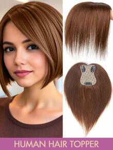 7x11厘米女士真人发夹式侧刘海直发接发片，优雅款式，多种颜色可选，增加稀疏头发的蓬松度和长度，夹式固定，逼真头皮效果