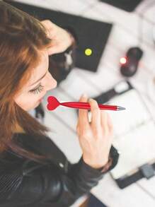 9pcs/Set Heart-Shaped Ballpoint Pens, Heart-Shaped Gel Ink Pens, Revolving Heart-Shaped Pens, School/Office Writing Supplies,For School Supplies,Back To School