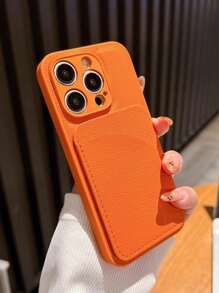 Fan-Shaped Card Holder Case For IPhone 16, 15 Pro, 14 Pro Max, 13 Pro, 13, 12, 11 Plus, Minimalist Solid Color, High-End Litchi Texture For Women And Men
