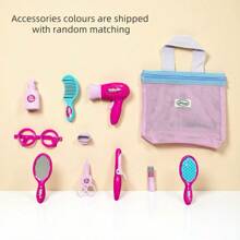 10pcs Set Pretend Play Plastic Makeup Toys With Storage Bag, Parent-Child Interactive Game, Gift Set, Random Color Accessories