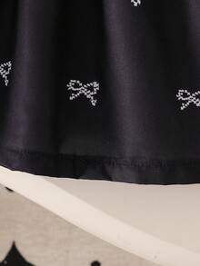 Baby Girl New Spring/Autumn Round Neck Bowknot Dress, Elegant & Cute Design, Long Sleeve Dress Suitable For Newborn Girls' Daily Or Occasion Wear - Black - View 8