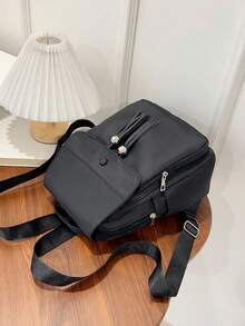 流苏翻盖小背包，新款防水牛津布背包，大容量纯色女士旅行通勤背包