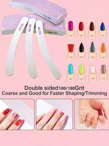 5件套灰色专业指甲锉，弧形，100/180粒度