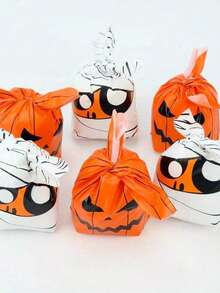 50pcs-Halloween Candy Bags - Set Of 50 Plastic Bunny Ear Snack Bags For Trick Or Treat, Halloween Party Decorations And Favors - Cute Cookie Gift Bags With Pumpkin And Mummy Designs - Multicolor - View 11