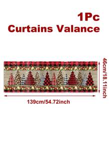 1 件圣诞装饰窗帘，带杆袋，图案包括圣诞树、雪人、雪花和姜饼人，适用于卧室、客厅、餐厅、厨房装饰，也可用作圣诞装饰品、圣诞派对用品、圣诞房间装饰、平安夜装饰、圣诞装饰、圣诞快乐横幅装饰、圣诞节装饰以及 2026 新年装饰。