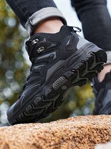 女士户外登山网眼徒步鞋、徒步鞋、休闲鞋、步行鞋、训练鞋、多色系带 - 黑色 - 查看 4