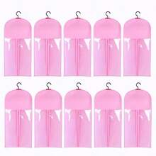 10pcs Wig Storage Bags With Hooks - Transparent, Dustproof & Portable Design For Salon And Home Use, Holds Multiple Wigs, Wall Mounted, Zipper, Tool Accessories - Multicolor - View 6