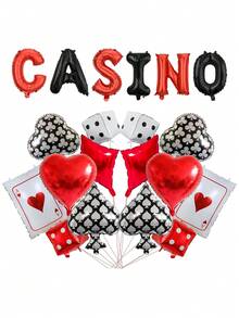 20pcs/117pcs/13pcs Red, Gold, Black Latex Balloons, Red & Black Dice, Gold Crown Balloon Set, Suitable For Party Game Background Decor, Birthday Party Decor, Anniversary, Casino Theme Party Decor - Multicolor - View 5