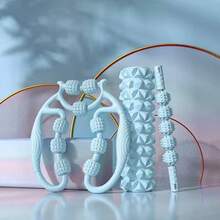 EVA Foam Roller And Handheld Massage Ball - Muscle Relaxation Yoga Kit, Hollow Design, Fitness Roller Set, Foam Roller Yoga Column, Fitness Roller, Yoga Roller, Massage Equipment, Fitness Massage Roller, Hollow EVA Spike Massage Stick, Foam Roller Fitness, Yoga Fascia Massage Tool - A - View 3