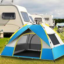 Tienda automática de apertura rápida, plegable al aire libre, camping portátil, a prueba de lluvia durante la noche, engrosado - Azul - Ver 2