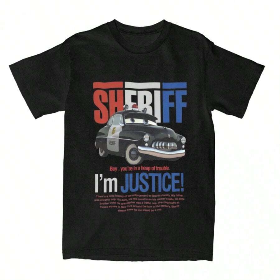 COOL SUMMER Men's Romantic Lightning McqueenS And Sally Matching T Shirts 100 Cotton Clothing Summer T Shirt O Neck Tee Shirt Plus Size 5XL - màu đen - Xem 1